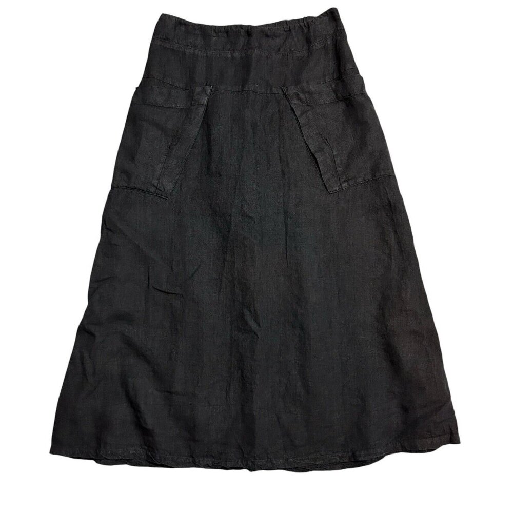 Cut Loose Maxi Skirt Womens Sz S/M Linen Black Long Lagenlook Goth Witchy Boho